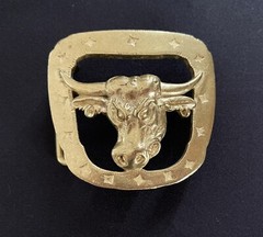 Bull Head Taurus Good Luck April 21-May 21 Brass Belt Buckle