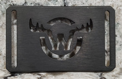 GRIP6 BELT BUCKLE – W and MOOSE / DEER ANTLER – GUNMETAL GRAY – 1.5 INCH WIDE