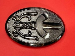 Medieval Times Sword In Black Oval Vintage Belt Buckle