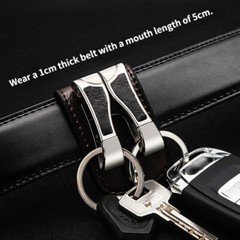 Real Leather Belt Buckle Clip Keychains Car Key Holder Double Ring 2 Loops