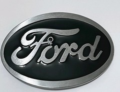 Ford Belt Buckle , Black Enamel Fill Pewter Finish
