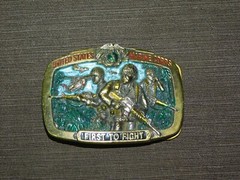 VINTAGE 3 1/4&Prime; ACROSS 1982 UNITED STATES MARINE CORPS FIRST TO FIGHT BELT BUCKLE