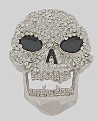 Skull Belt Buckles Men Women Rhinestones Skeleton Vintage Silver Metal Pirate