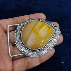 Belt Buckle For Men Silver Plated Handmade Mookite Jasper Western Cowboy Buckle