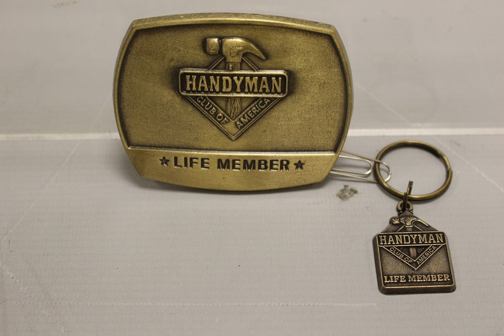 Handyman Club of America Life Member Belt Buckle and Key Ring – Used
