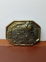 Vintage Avon Train Railroad 3D Brass Metal? Belt Buckle