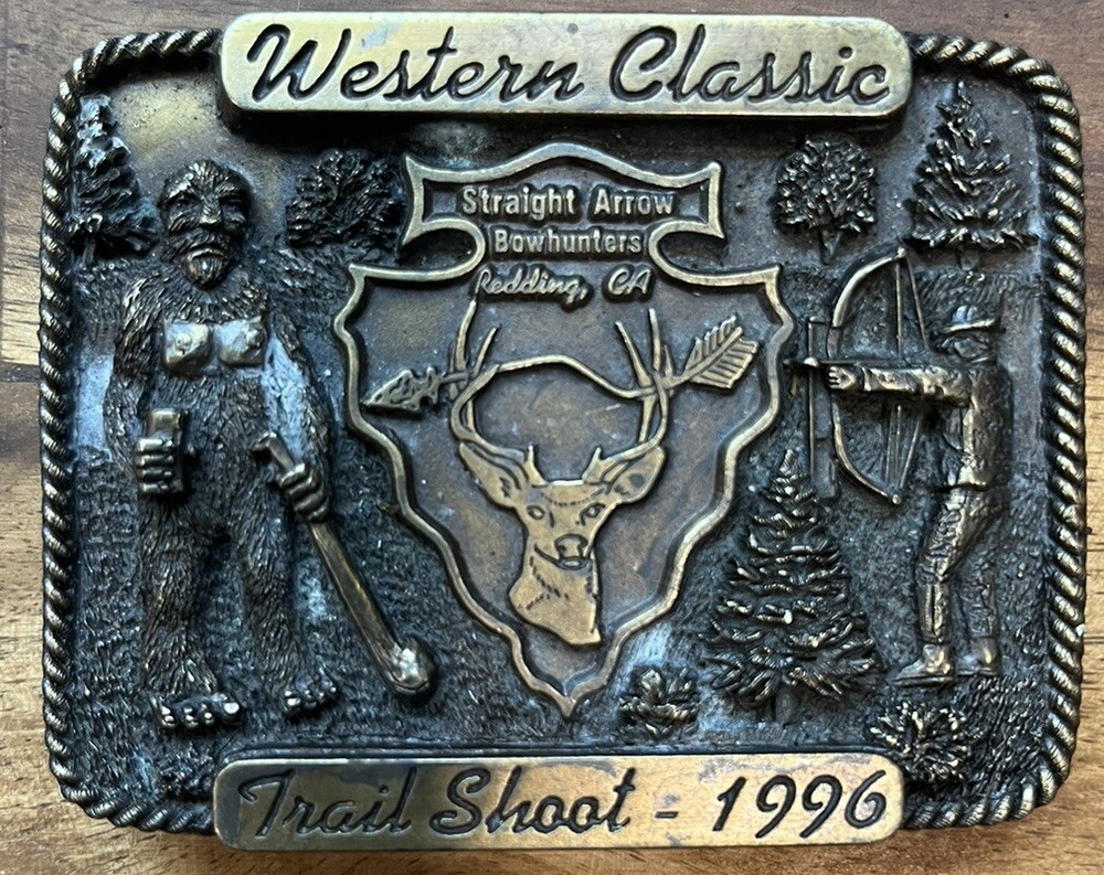 1996 Vintage Bronze Plated Western Classic Trail Shoot Belt Buckle