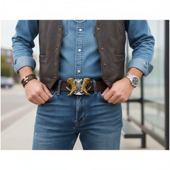 Silver Metal Men Belt Buckle Western Fashion Brown Boot Cowboy Hat Country Side