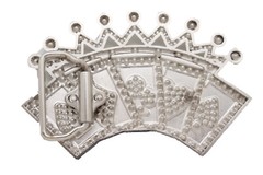 New Men Women Silver Metal Belt Buckle Cool Card Games Crown Gambling Bling Look