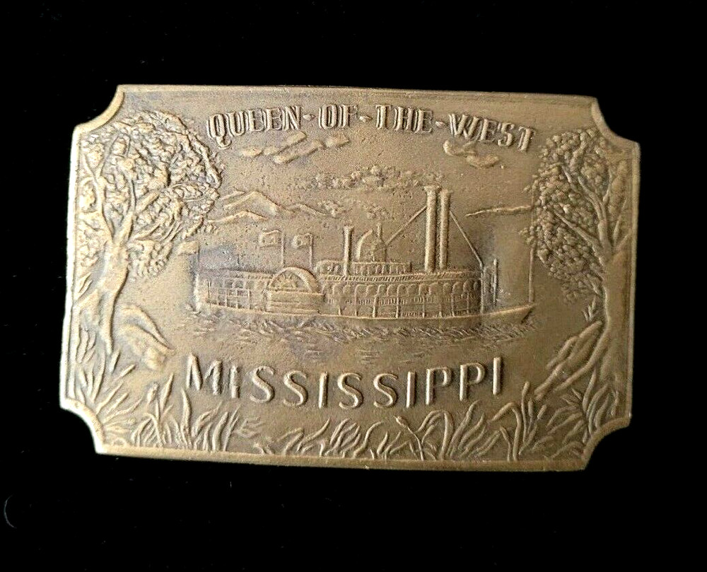 Queen Of The West MISSISSIPPI Belt Buckle Bergamot Brass Work From 1973