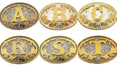 Initial Letter A to Z Gold Silver Metal Mens Belt Buckle Western Rodeo Cowboy