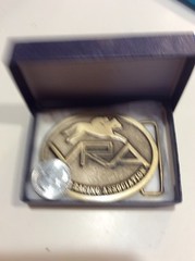 New VRA Valley Racing Association Horse Jockey Hit Line USA Brass Belt Buckle