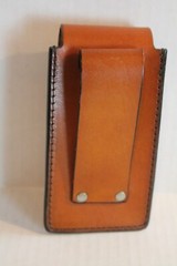 Men&rsquo;s Brown Tooled Leather Belt Holster Clip