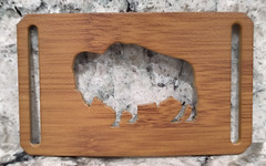 GRIP6 BELT BUCKLE – BISON / AMERICAN BUFFALO – BAMBOO WOOD LOOK – 1.5 INCH WIDE