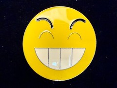 Grinning Smiley Face Yellow Emoji Funny Cool Novelty Round Large Belt Buckle