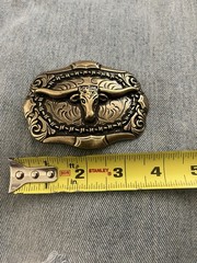 New Aged Gold and Black Western Bull Head Belt Buckle
