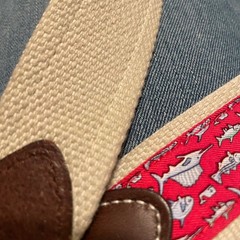 Vineyard Vines Shep & Ian 34 red fish print on silk cotton canvas brass buckle