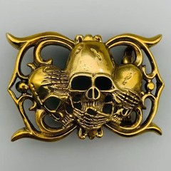 Pure copper skull belt buckle copper creative men&rsquo;s brass smooth buckle