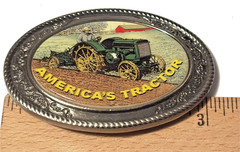 Americas Tractor Belt Buckle Metal and Enamel John Deere Model D Two-Cylinder 99
