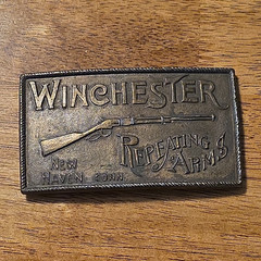 Winchester Antique Finish Bronze Metal Western Hunting Belt Buckle Fits 1.5 in