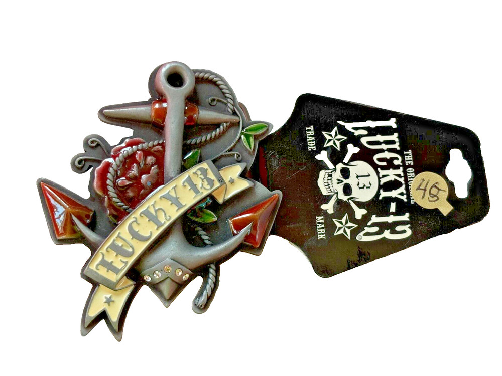 Lucky 13 Belt Buckle Anchor Original Officially Licensed New Men Women Tattoo