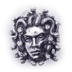 Medusa Gorgo Sterling Silver Belt Buckle