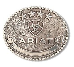 Ariat Western Belt Oval Buckle Stars Logo Silver A37061