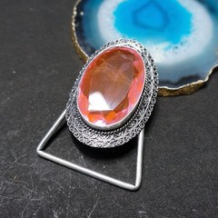 Vintage Western Belt Buckle Pink Kunzite Stone Silver Tone Cowboy Rodeo Boho