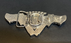 187 Inc Belt Buckle Guns Crest Emblem Black Enamel Silver Tone w/ Bottle Opener