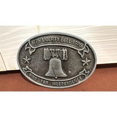 Belt Buckle Liberty Bell Ring Independence Oval Brass Patriotic 1976