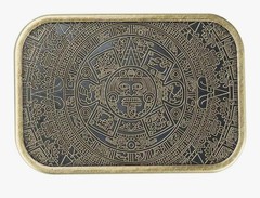 Gold Aztec Mayan calendar medallion mens women&rsquo;s belt buckle silver available