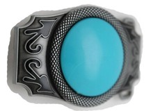 NEW Men Women Western Fashion Belt Buckle Silver Metal Turquoise Blue Bead Color