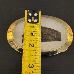 Vintage Locomotive Train Belt Buckle Metal Alloy with Gold-Tone Oval Border