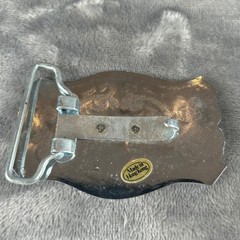 Vintage Western Horse Head Belt Buckle Silver Tone Floral Engraved Two Tone Mens