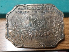 VINTAGE CENTRAL & UNION PACIFIC RAILROAD CO. BRASS BELT BUCKLE