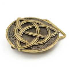 Triquetra brass belt buckle, Northern Celtic cross symbol, Trinity Knot Triquert