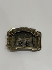 Vintage Canada Nature Scene Great American Buckle Brass Bronze Belt Buckle