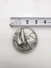 1970s vintage SAILBOAT belt buckle SAILING brass USA made BERGAMOT western