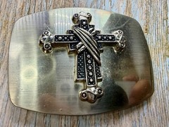 Gothic Medieval Centerpiece Iron Cross 3D Raised On Silver Color Belt Buckle