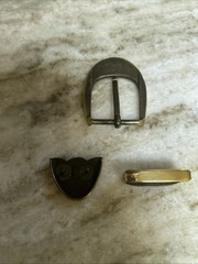 Western Belt Buckle Three Piece Set Antique Brass Art Deco Design Unisex 1 1/2&Prime;