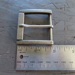 Single Prong Belt Buckle Mens Silver 1.5 Square Roller Replacement Casual Retro