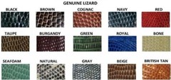 GENUINE LIZARD BELTS TAPERED 1-1/4&Prime; TO 1&Prime;, 15 COLORS 11 SIZES, MADE IN U.S.A.