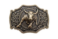 Men Antique Gold Metal Belt Buckle Cowboys Western Fashion Bull Rodeo 3D Style