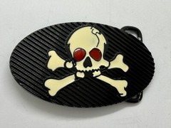 Creepy Red Eyes Skull Crossbones Halloween Gothic Punk Vibe Enameled Belt Buckle