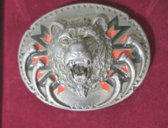 Vintage 1991 Siskiyou Pewter Native American Grizzly Bear Head Claws Belt Buckle