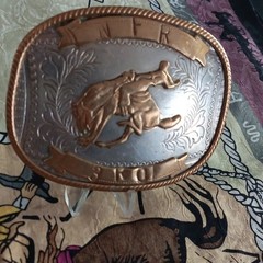 Men&rsquo;s Western Oval Belt Buckle Floral Engraved 2-Tone Antique 1.5in MPN 1973