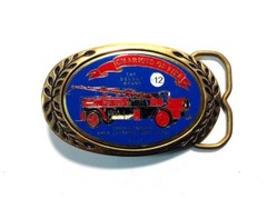 Fireman&rsquo;s Brass Belt Buckle #12 1925 American La France Water Tower Deluge Wagon