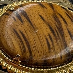 Myrtlewood Tiger Wood Style Gold Tone Western Scroll Belt Buckle Oval