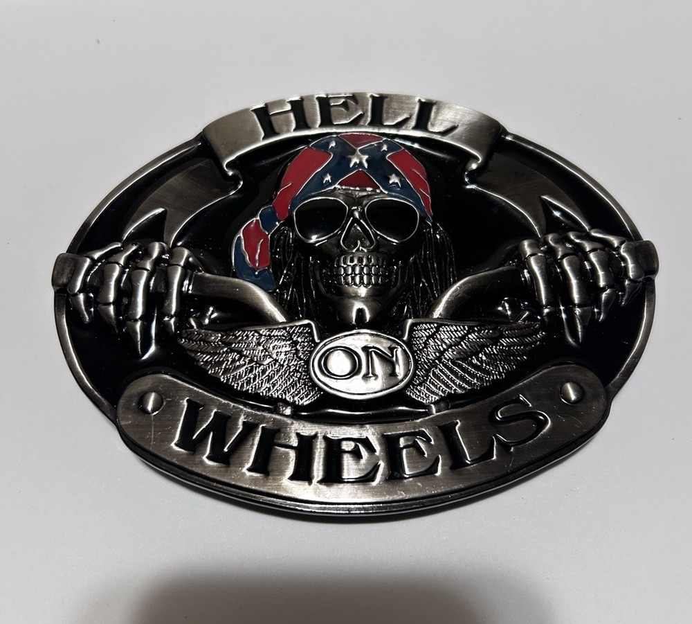 Hell On Wheels Skeleton Belt Buckle