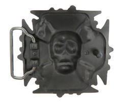 Black Cross Skull Head Bones Enamel Metal Belt Buckle